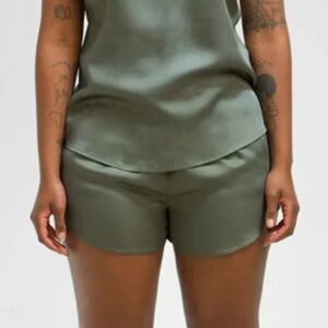 New Large Ettitude Green Sateen Pajama Lounge Shorts Bamboo